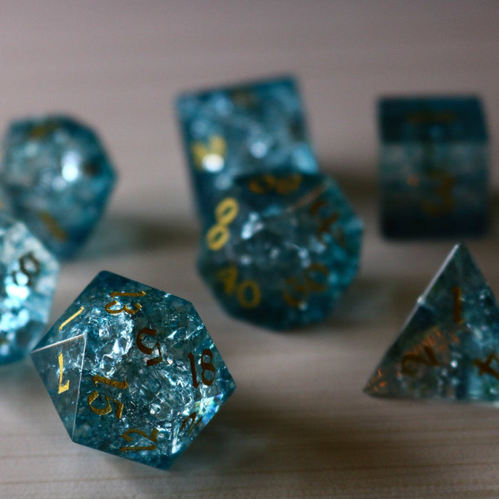 Ocean Forge Fire Glass Blue (And Box) Polyhedral Dice DND Set - Premium Gemstone Dice - Just $16.99! Shop now at Retro Gaming of Denver