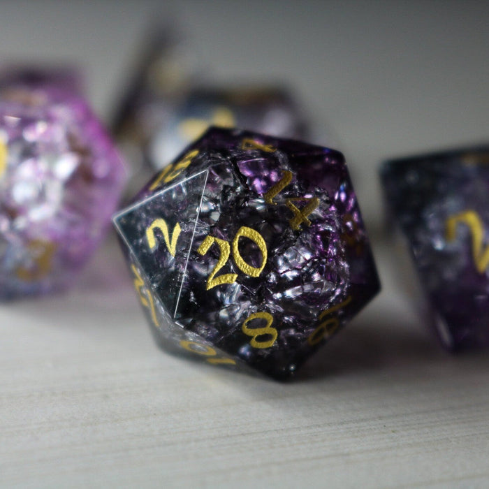 Purple Purge Forge Fire Glass (And Box) Polyhedral Dice DND Set - Premium Gemstone Dice - Just $16.99! Shop now at Retro Gaming of Denver
