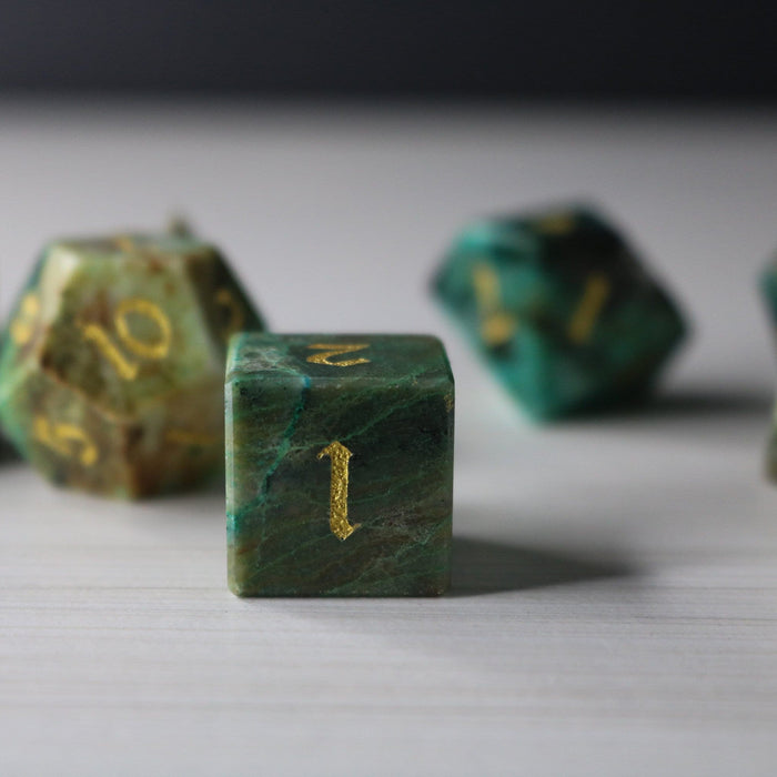 Gemstone Azurite Hand Carved Polyhedral Dice DnD Dice Set - Gift For Dnd, RPG Game DND MTG Game - Premium Gemstone Dice - Just $17.99! Shop now at Retro Gaming of Denver