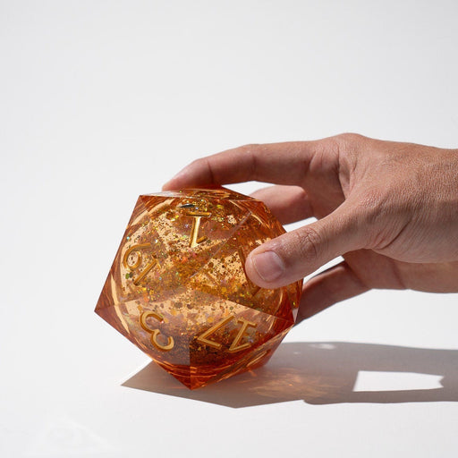Massive Gold And Glitter Fireball Liquid Core 95MM Chonk Handmade Resin Dice And Box - Premium Resin Chonk - Just $139.99! Shop now at Retro Gaming of Denver