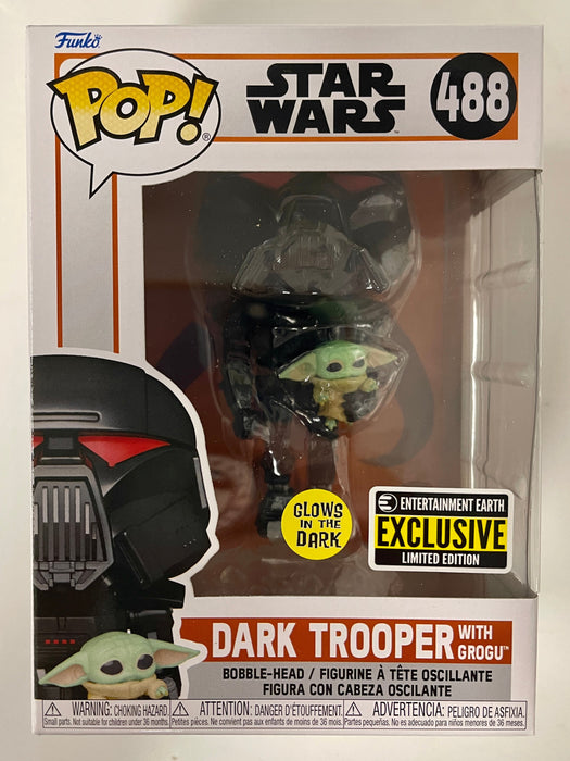 Funko Pop! Flying Dark Trooper With Grogu #488 Star Wars Glow EE 2022 Exclusive - for just $13! 