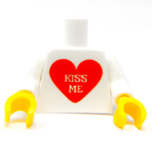 Custom Printed "Kiss Me" Heart Minifig Torso made with LEGO parts (LEGO) - Premium Custom Parts - Just $5! Shop now at Retro Gaming of Denver