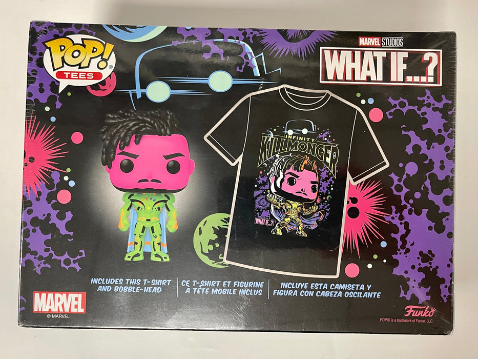 Funko Pop! & 2XL Tee Marvel Black Light Killmonger #989 What If? 2022 Exclusive - for just $15! 