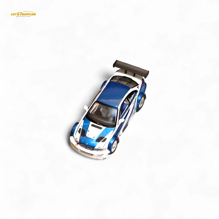 (Pre-Order) Ghost Player BMW E46 M3 GTR White Blue Comic NFS Livery 1:64 - for just $39.99! 