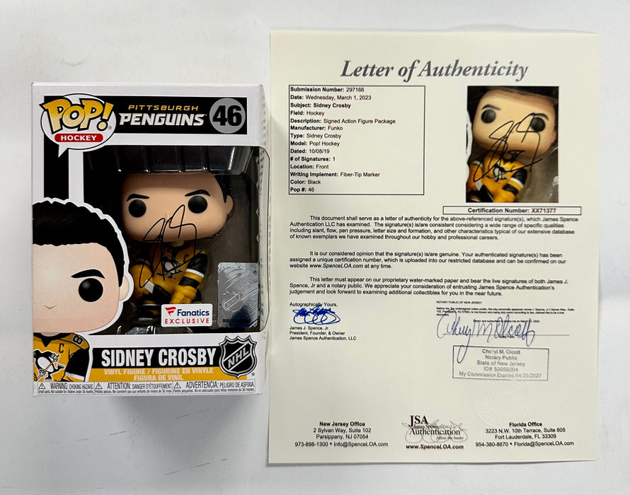 Sidney Crosby Signed NHL Pittsburgh Penguins Funko Pop! #46 Vaulted Fanatics Exclusive With JSA LOA - for just $400! 