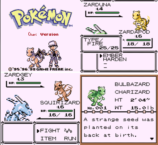 Pokemon Chari Version GBC Video Game Gameboy Color ROM Hack - for just $15.99! 