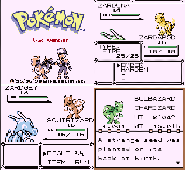 Pokemon Chari Version GBC Video Game Gameboy Color ROM Hack - for just $15.99! 