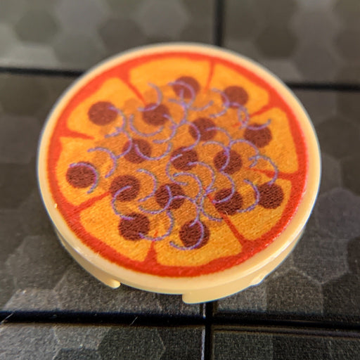 Pepperoni & Onions Pizza Pie - Custom (2x2 Round Tile) - Premium Custom LEGO Parts - Just $1.50! Shop now at Retro Gaming of Denver