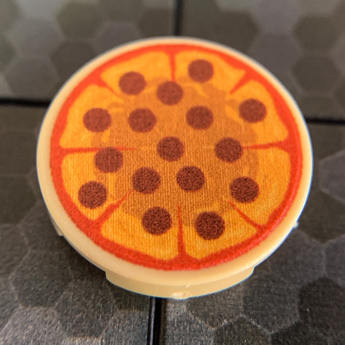 Pepperoni Pizza Pie Custom (2x2 Round Tile) made using LEGO part - Just $1.50! Shop now at Retro Gaming of Denver