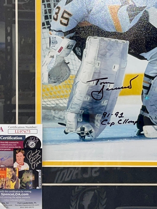 Tom Barrasso Signed Pittsburgh Penguins Matte 11x14 Photo With 1991 1992 Cup Champs Inscriptions - for just $150! 