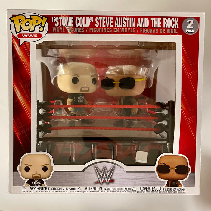 Funko Pop! WWE The Rock vs Stone Cold Steve Austin in WWE Raw Ring Wrestling - for just $25! 
