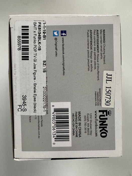 Funko Pop! Animation Snake Eyes #42 GI Joe 2015 Bait Pre-Release Vaulted Exclusive - for just $45! 