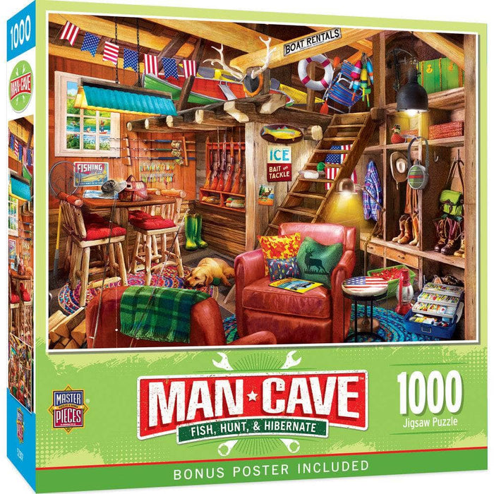 Man Cave - Fish, Hunt, & Hibernate 1000 Piece Jigsaw Puzzle - for just $16.99! 