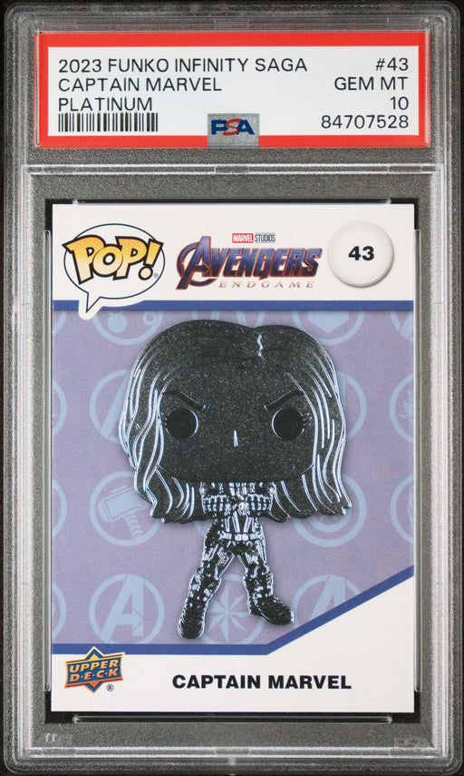 2023 UPPER DECK FUNKO POP MARVEL  CAPTAIN MARVEL PLATINUM #43  PSA 10 - for just $54! 