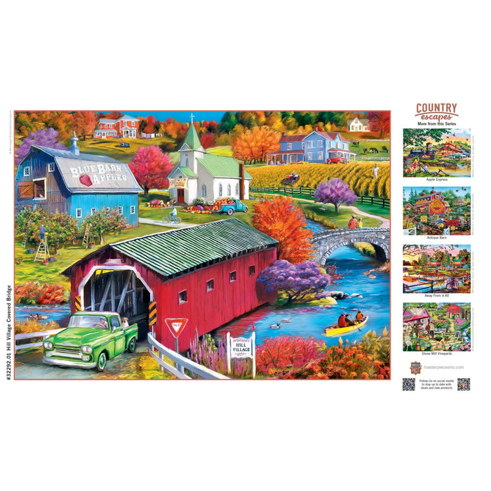 Country Escapes - Hill Village Covered Bridge 500 Piece Jigsaw Puzzle - Just $14.99! Shop now at Retro Gaming of Denver