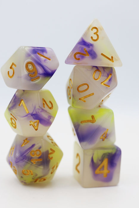 Yellow & Purple Jade RPG Dice Set - for just $11.99! 