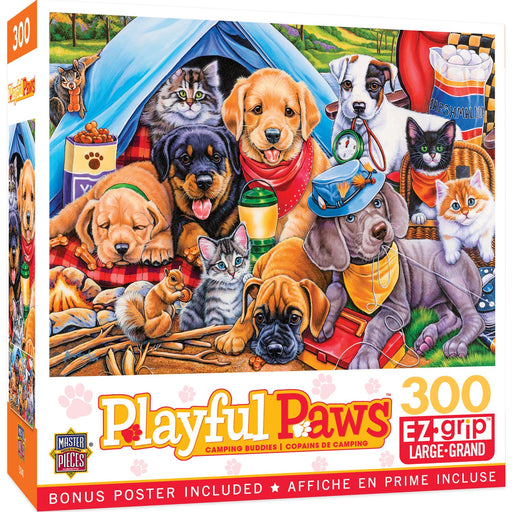 Playful Paws - Camping Buddies 300 Piece EZ Grip Jigsaw Puzzle - Just $14.99! Shop now at Retro Gaming of Denver