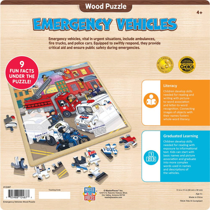 Wood Fun Facts - Emergency Vehicles 48 Piece Wood Jigsaw Puzzle - for just $14.99! 