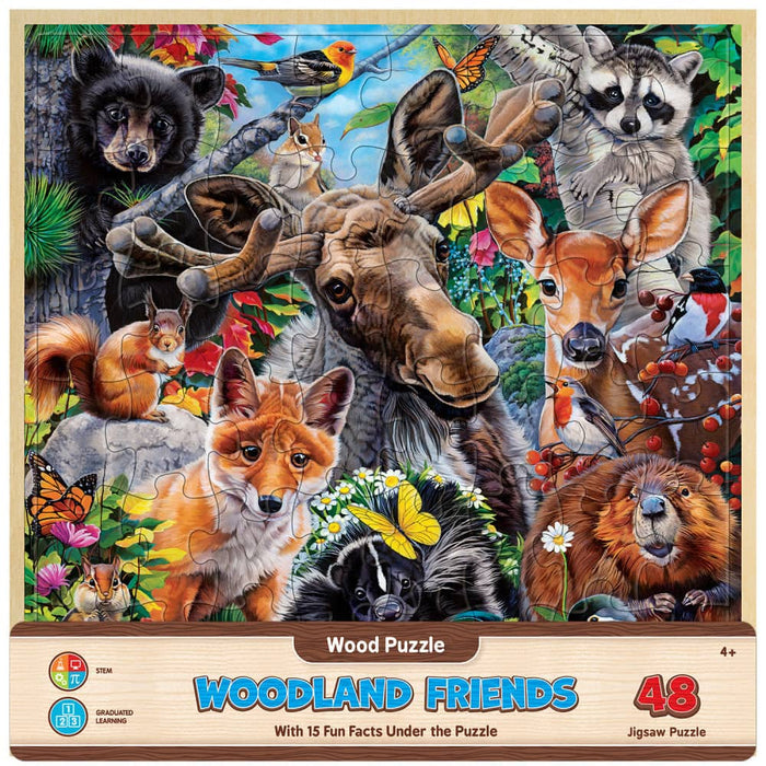 Wood Fun Facts - Woodland Friends 48 Piece Wood Jigsaw Puzzle - for just $14.99! 