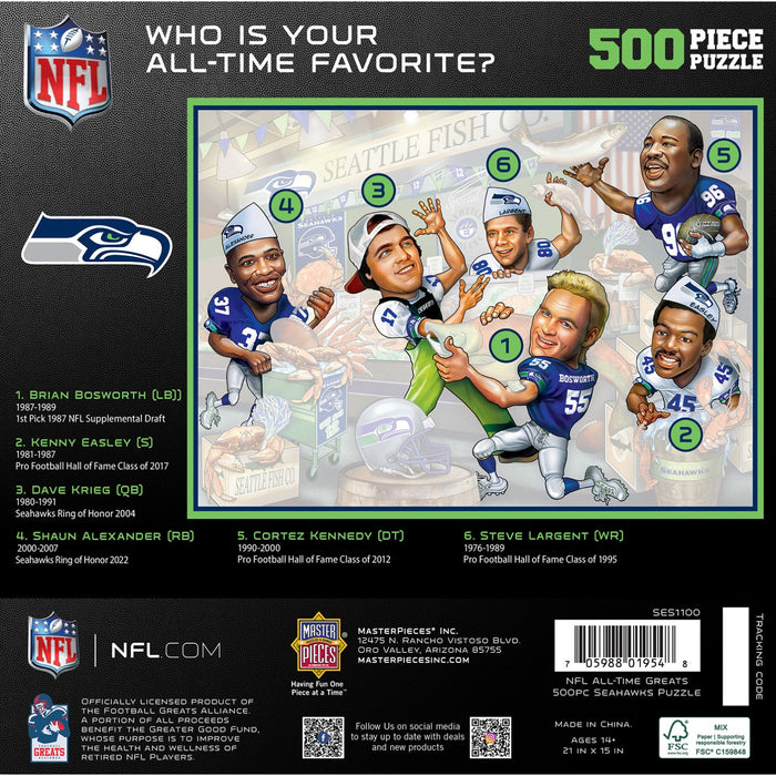 Seattle Seahawks - All Time Greats 500 Piece Jigsaw Puzzle - Just $19.99! Shop now at Retro Gaming of Denver