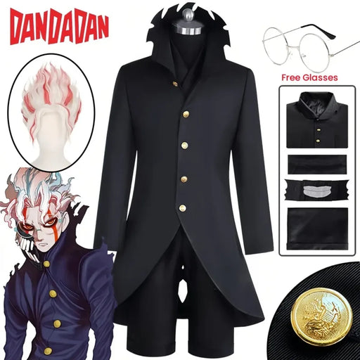 Dandadan Ken Takakura Okarun Cosplay – Black Uniform with Wig & Glasses - for just $55.95! 