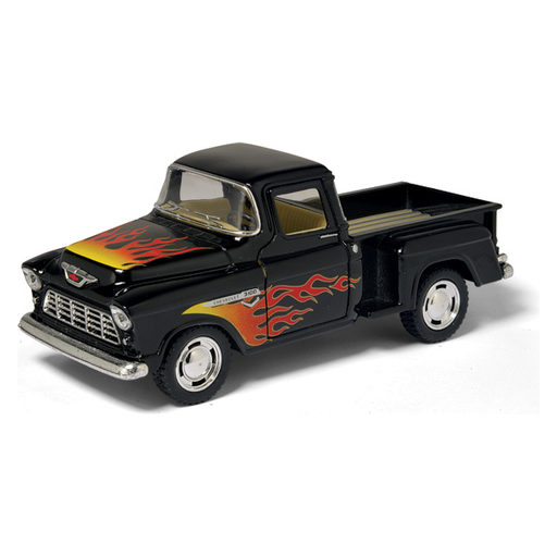 5" Diecast 1955 Chevy Stepside Pickup Truck with Flames Printing - Premium Trains & Vehicles - Just $7.99! Shop now at Retro Gaming of Denver