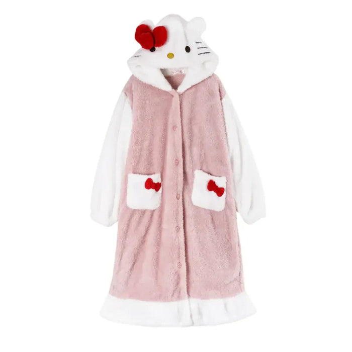 Hello Kitty Kawaii Bow Furry Pajamas - Sweet Long Anime Plush Loungewear - for just $86.95! 