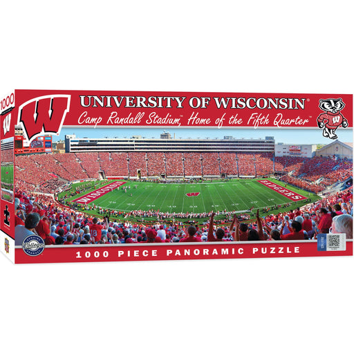 Wisconsin Badgers - 1000 Piece Panoramic Jigsaw Puzzle - Center View - Just $19.99! Shop now at Retro Gaming of Denver