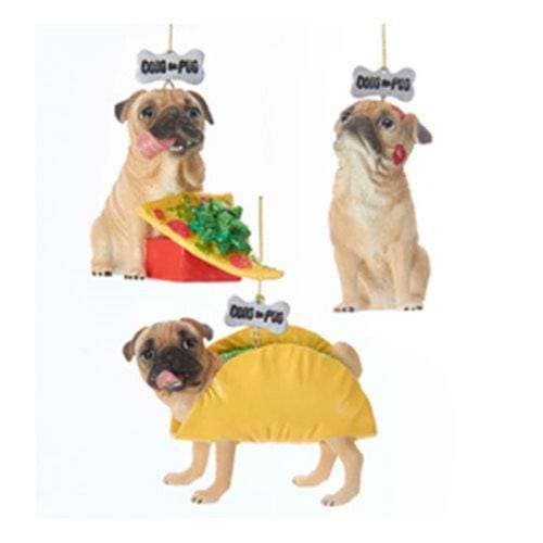 Kurt Adler - Doug the Pug Food 3 1/2" Resin Ornament - Set of 3 - Just $36.96! Shop now at Retro Gaming of Denver