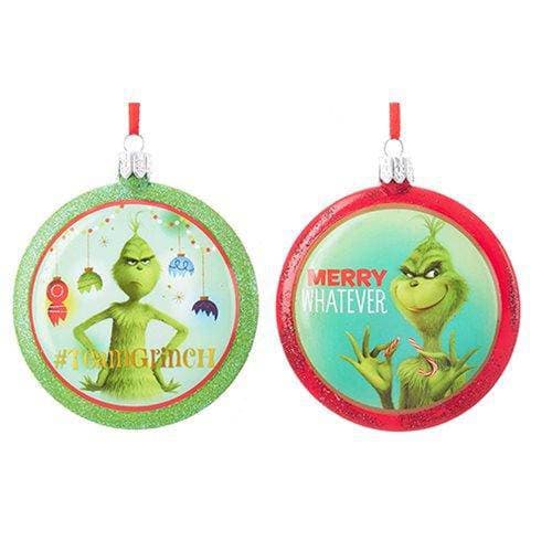 Kurt Adler - Grinch 3 1/2-Inch Blow Mold Disc Ornament - Set of 2 - Just $13.60! Shop now at Retro Gaming of Denver