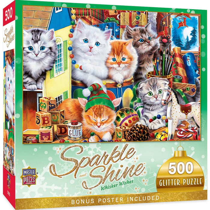 Sparkle & Shine - Whisker Wishes 500 Piece Glitter Jigsaw Puzzle - for just $14.99! 