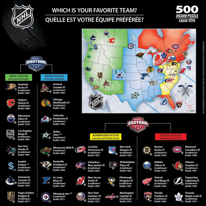 NHL - League Map 500 Piece Jigsaw Puzzle - for just $16.99! 