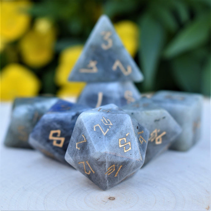 Labradorite "Moonstone" Stone Dice Set - Just $89.99! Shop now at Retro Gaming of Denver