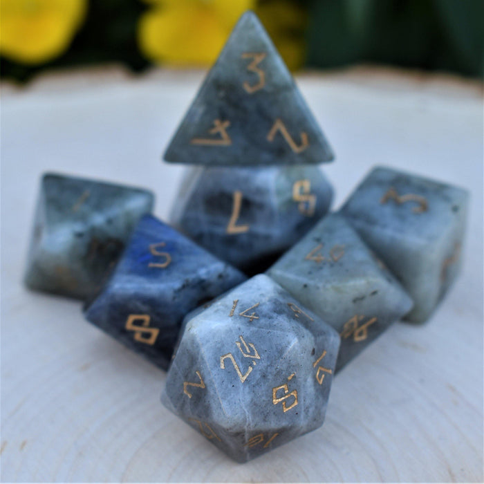 Labradorite "Moonstone" Stone Dice Set - Just $89.99! Shop now at Retro Gaming of Denver