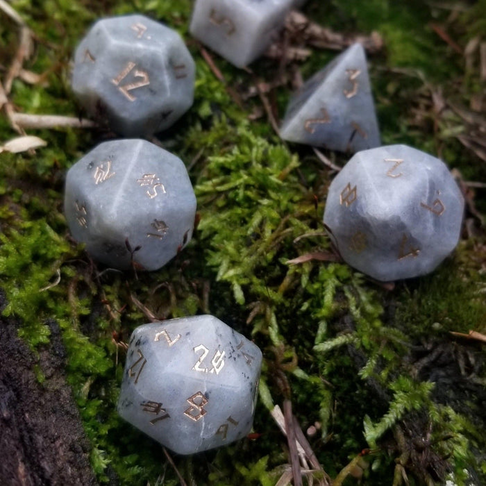 Labradorite "Moonstone" Stone Dice Set - Just $89.99! Shop now at Retro Gaming of Denver