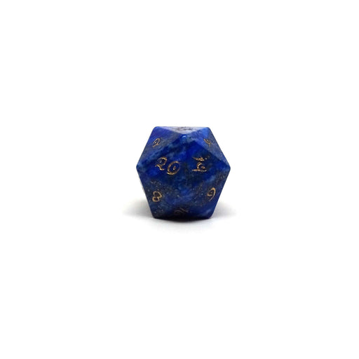 Stone D20 Dice - Lapis Lazuli- Gold Elvenkind Font - Premium Single Dice - Just $19.95! Shop now at Retro Gaming of Denver