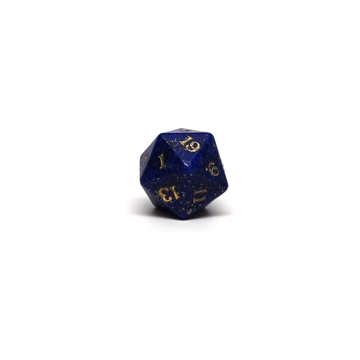 Stone D20 Dice - Lapis Lazuli - Gold Signature Font - Premium Single Dice - Just $19.95! Shop now at Retro Gaming of Denver