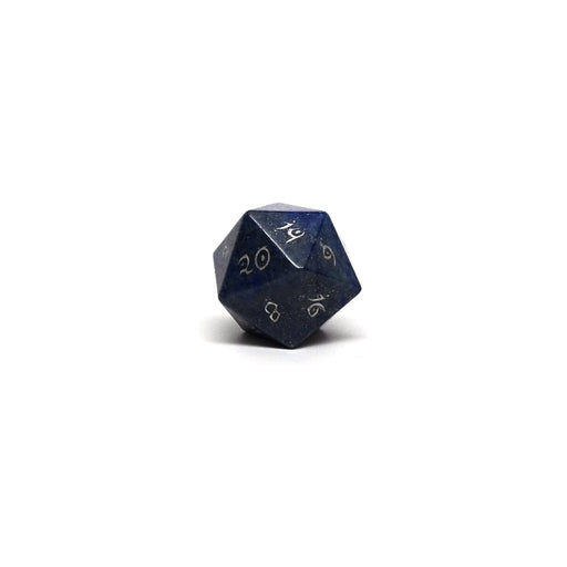 Lapis Lazuli D20 - Silver Elvenkind Font - Premium Single Dice - Just $19.95! Shop now at Retro Gaming of Denver