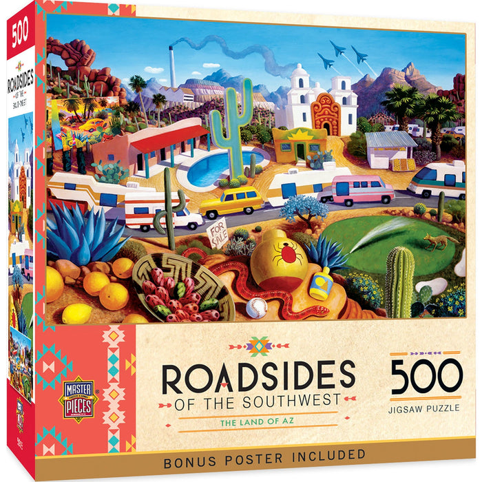 Roadsides of the Southwest - Land of AZ 500 Piece Jigsaw Puzzle - Just $14.99! Shop now at Retro Gaming of Denver