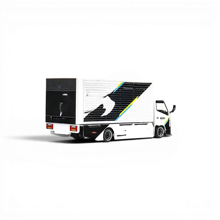MicroTurbo HINO 300 Custom Box Truck White - Black Livery 1:64 - for just $44.99! 