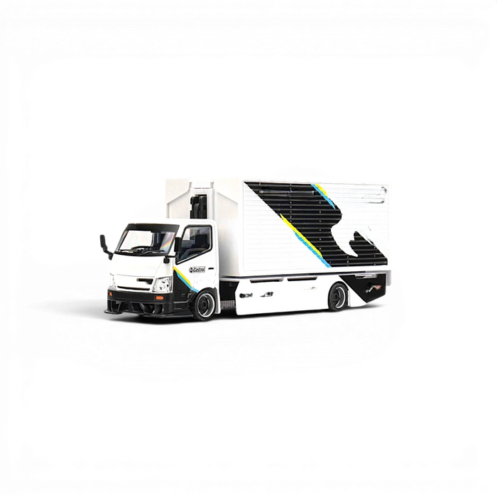 MicroTurbo HINO 300 Custom Box Truck White - Black Livery 1:64 - for just $44.99! 