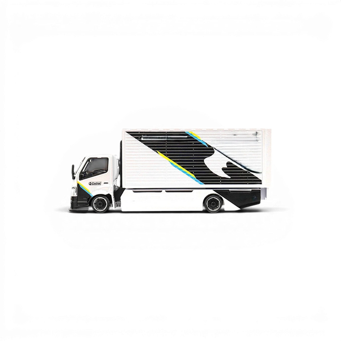 MicroTurbo HINO 300 Custom Box Truck White - Black Livery 1:64 - for just $44.99! 