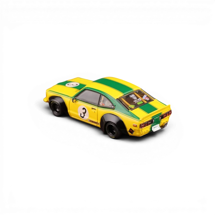Inno64 Mazda RX-3 Savanna LBWK Yellow Green #3 1:64 - for just $29.99! 