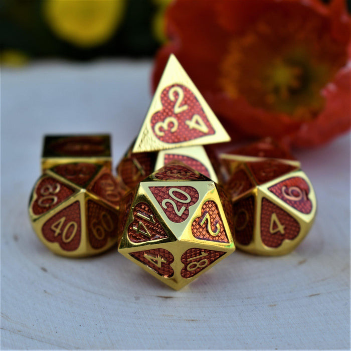 Lover's Heart Enamel Metal Dice Set - Just $39.99! Shop now at Retro Gaming of Denver