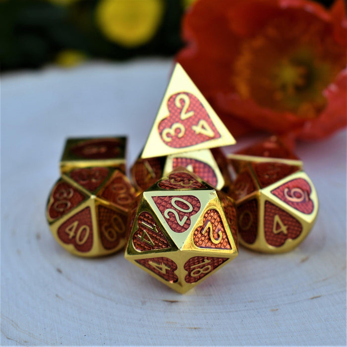 Lover's Heart Enamel Metal Dice Set - Just $39.99! Shop now at Retro Gaming of Denver