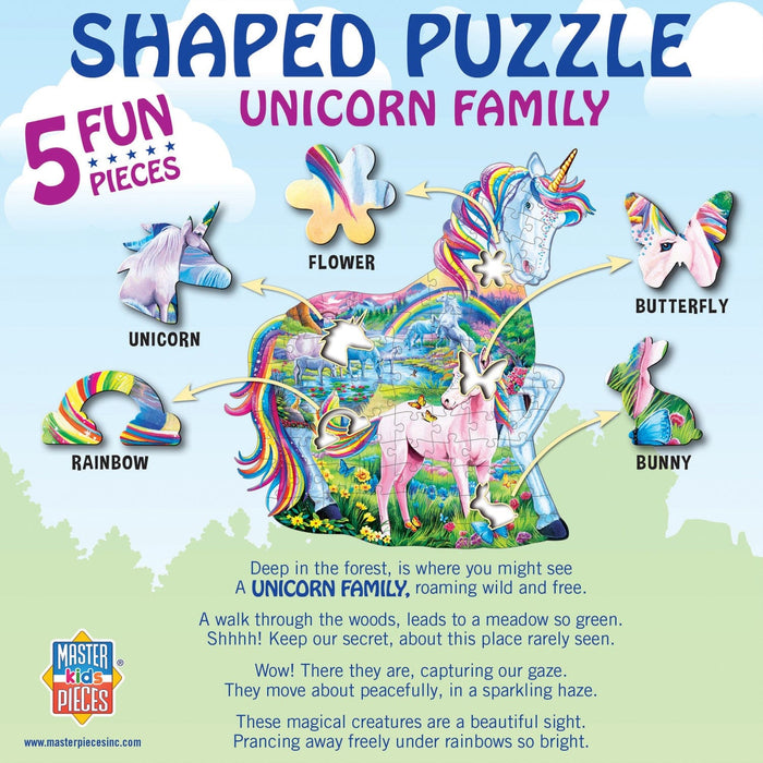 Unicorn Family - 100 Piece Shaped Jigsaw Puzzle - for just $12.99! 