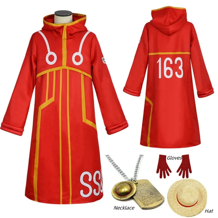 Luffy Egghead Island Cosplay – One Piece 163 Red Robe & Straw Hat Set - for just $14.95! 