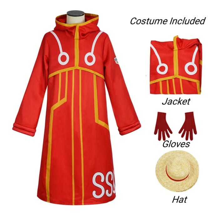 Luffy Egghead Island Cosplay – One Piece 163 Red Robe & Straw Hat Set - for just $14.95! 