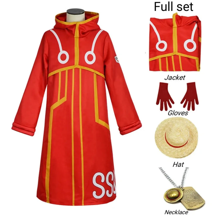Luffy Egghead Island Cosplay – One Piece 163 Red Robe & Straw Hat Set - for just $14.95! 