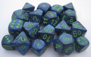 Lustrous™ Polyhedral Dark Blue/green 7-Die Set - Just $11! Shop now at Retro Gaming of Denver